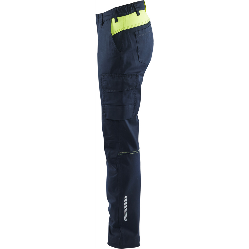 Blaklader Ladies Stretch Industry Work Trousers, Dark Navy/Yellow (3)