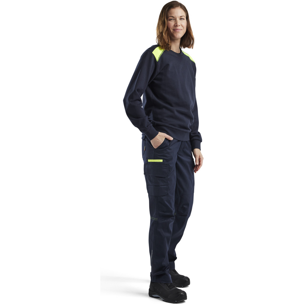 Blaklader Ladies Stretch Industry Work Trousers, Dark Navy/Yellow (5)