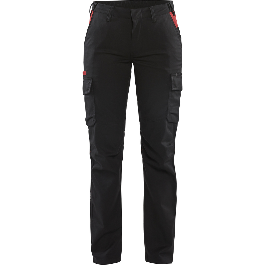 Blaklader Ladies Stretch Industry Work Trousers, Black/Red
