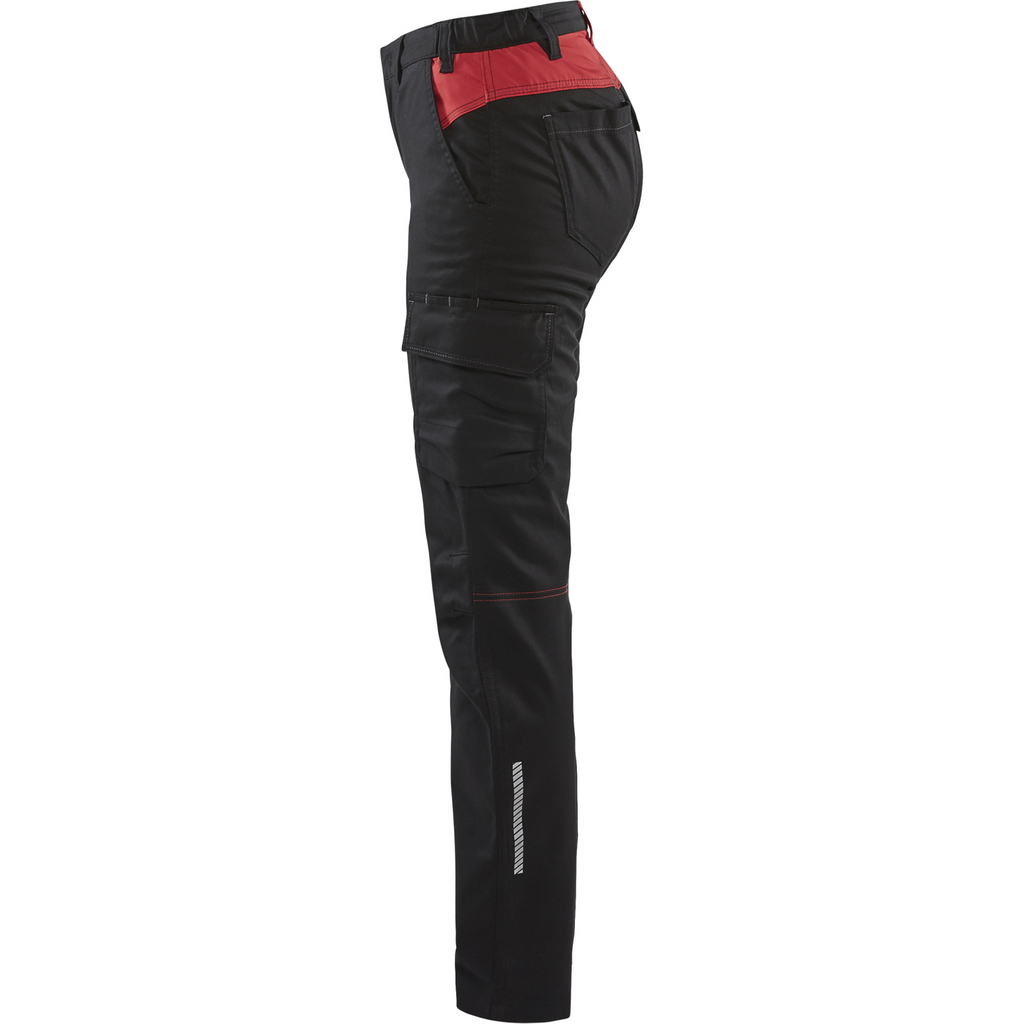 Blaklader Ladies Stretch Industry Work Trousers, Black/Red (3)