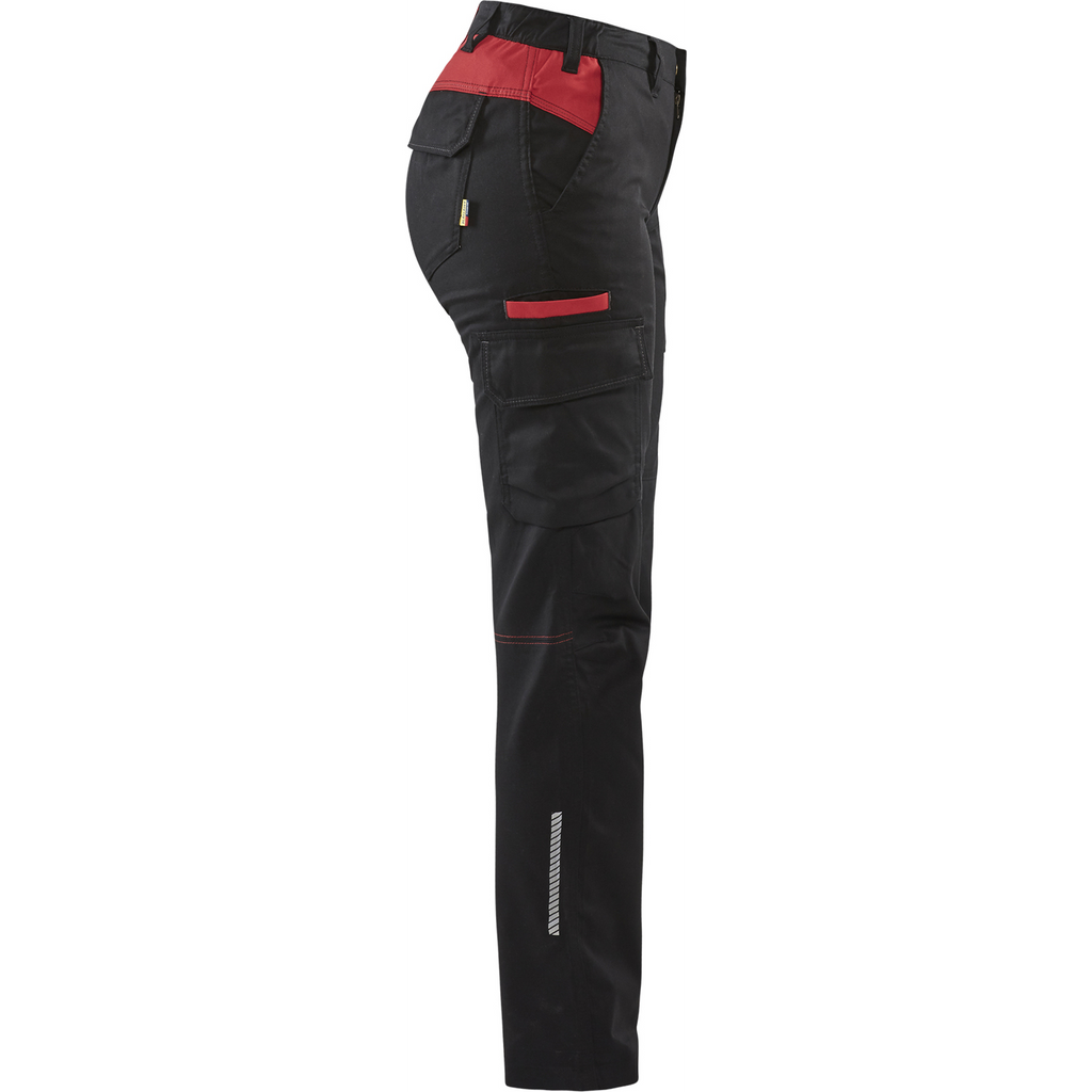 Blaklader Ladies Stretch Industry Work Trousers, Black/Red (2)
