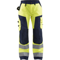 Blaklader High Vis Ladies Work Trousers, Yellow/Navy Blue