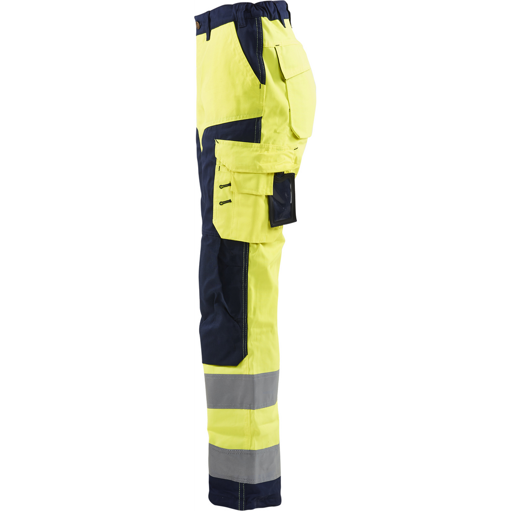 Blaklader High Vis Ladies Work Trousers, Yellow/Navy Blue (3)