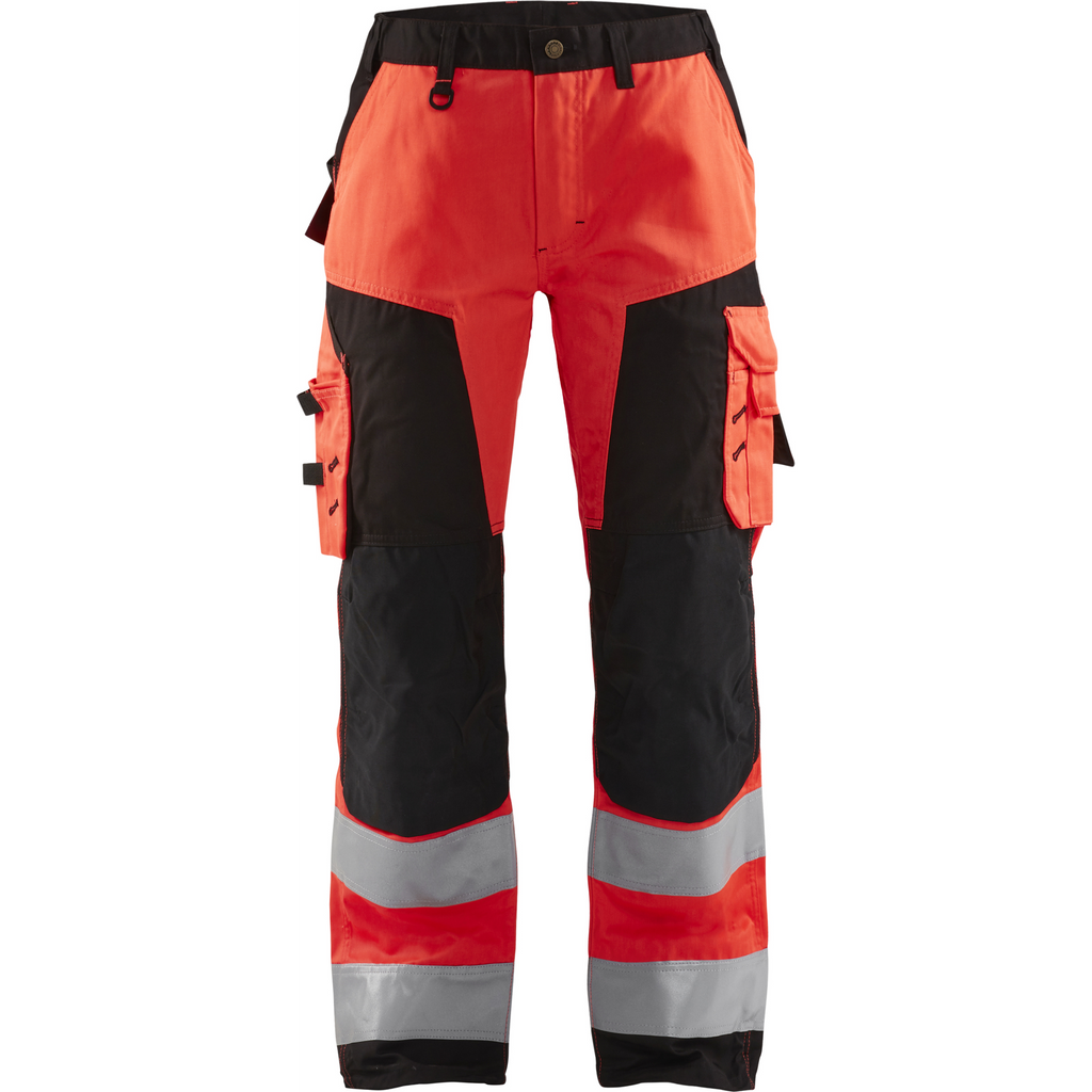 Blaklader High Vis Ladies Work Trousers, Red/Black