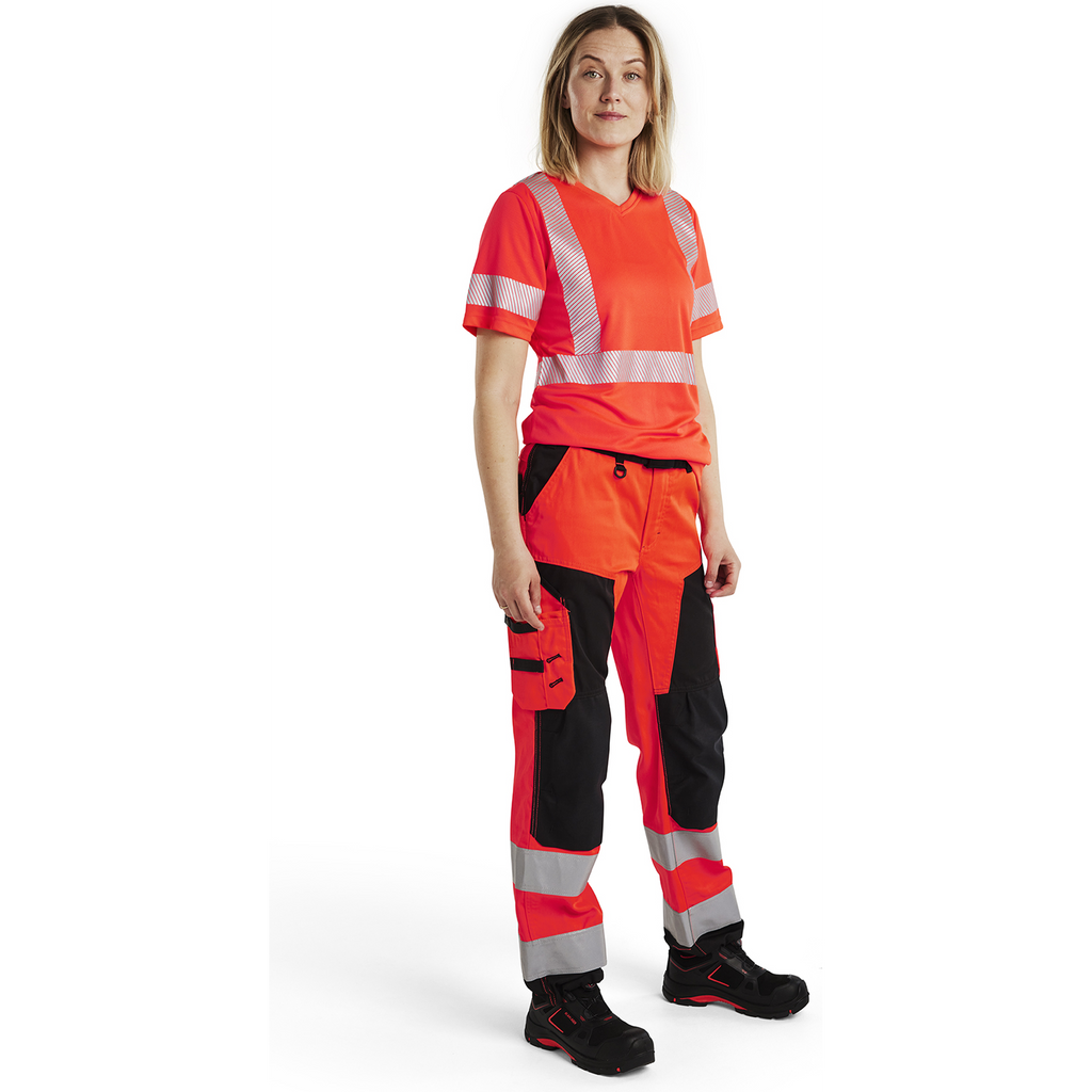 Blaklader High Vis Ladies Work Trousers, Red/Black (5)