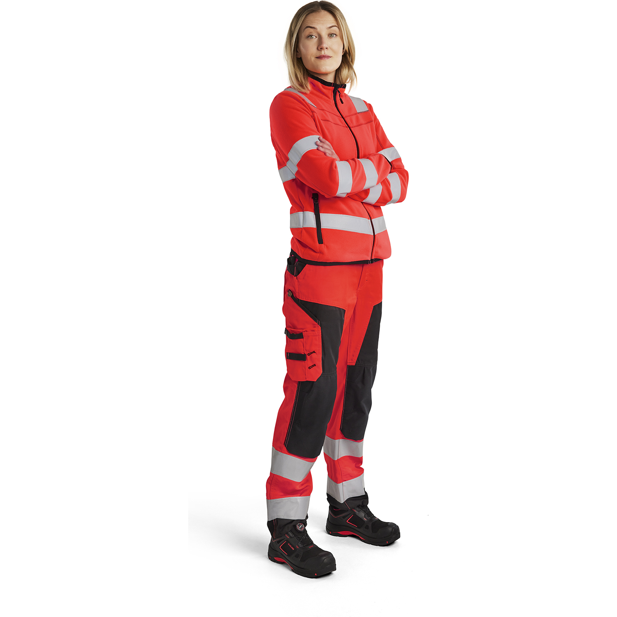 Blaklader High Vis Ladies Work Trousers, Red/Black (6)
