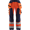 Blaklader High Vis Ladies Work Trousers with Holster Pockets, Orange/Navy Blue