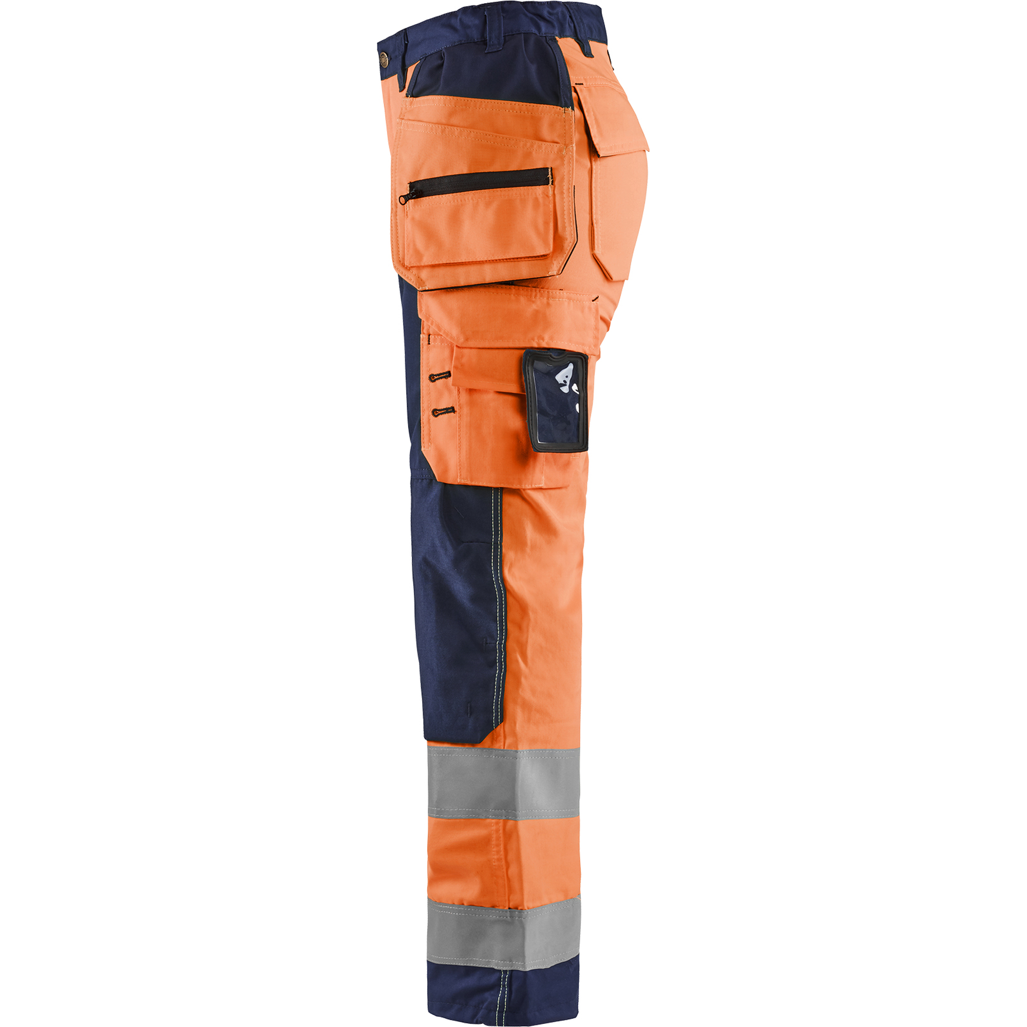 Blaklader High Vis Ladies Work Trousers with Holster Pockets, Orange/Navy Blue (3)