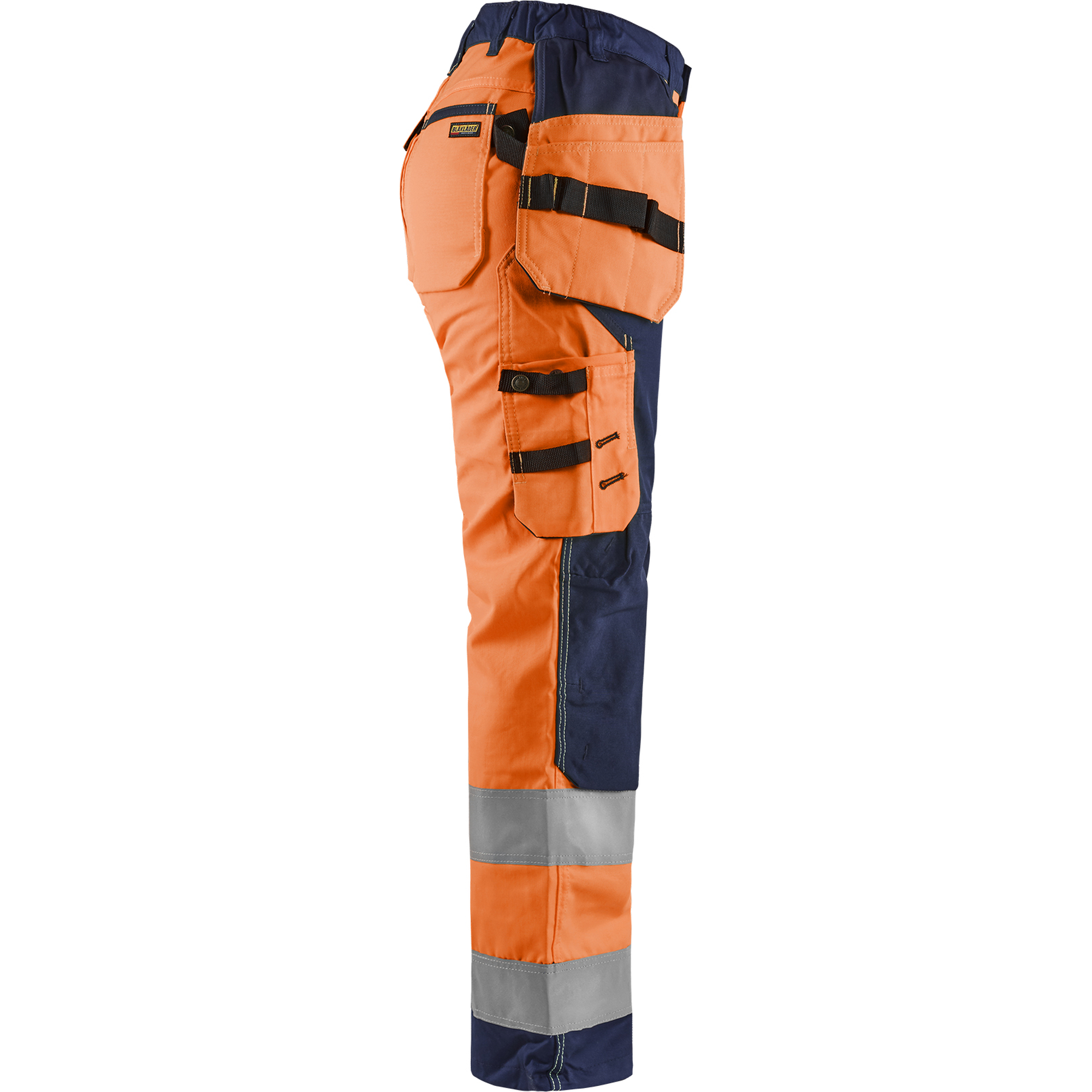 Blaklader High Vis Ladies Work Trousers with Holster Pockets, Orange/Navy Blue (2)