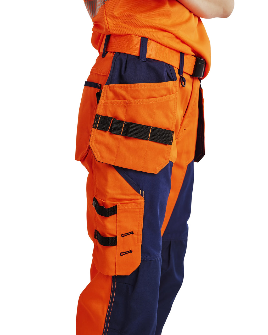Blaklader High Vis Ladies Work Trousers with Holster Pockets, Orange/Navy Blue (6)