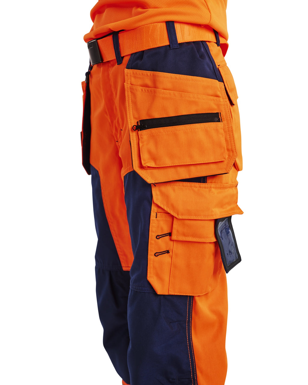Blaklader High Vis Ladies Work Trousers with Holster Pockets, Orange/Navy Blue (7)