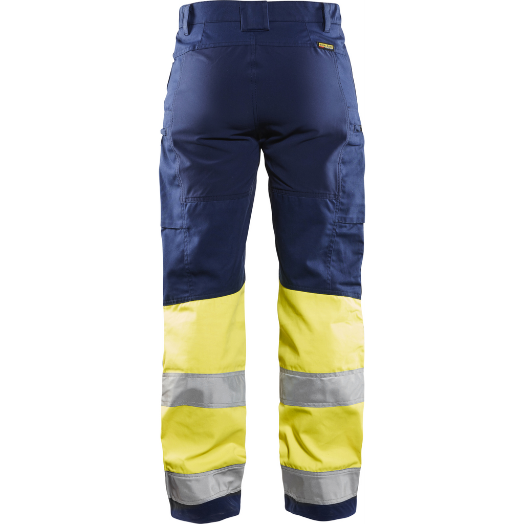 Blaklader High Vis Ladies Stretch Work Trousers, Navy/ Yellow (4)