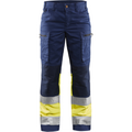 Blaklader High Vis Ladies Stretch Work Trousers, Navy/ Yellow