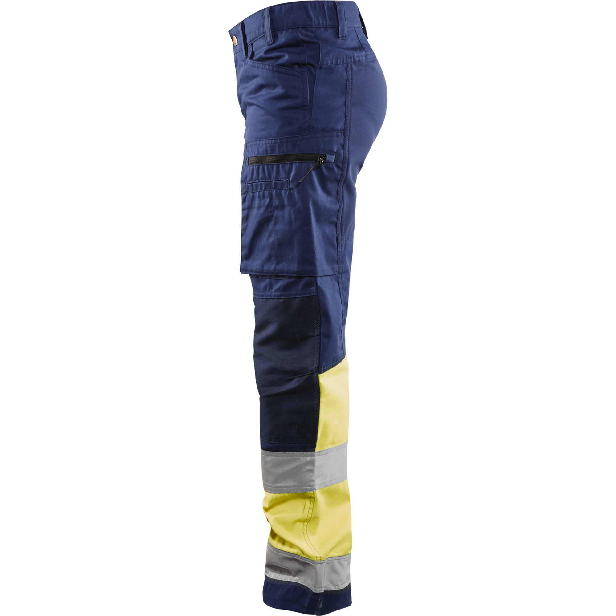 Blaklader High Vis Ladies Stretch Work Trousers, Navy/ Yellow (3)