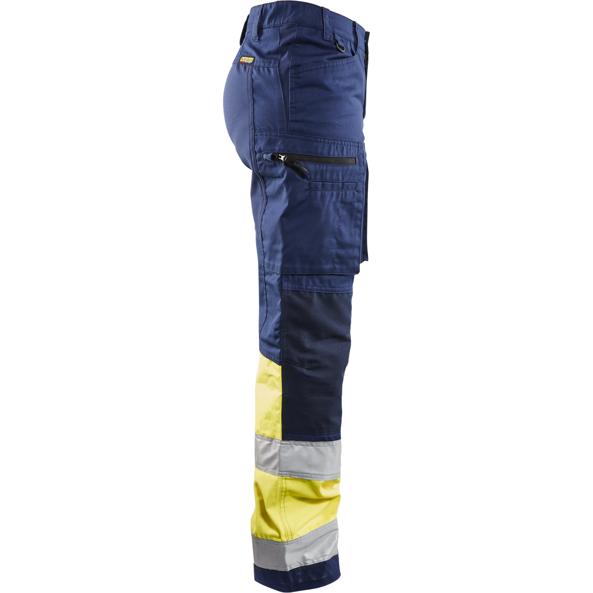 Blaklader High Vis Ladies Stretch Work Trousers, Navy/ Yellow (2)
