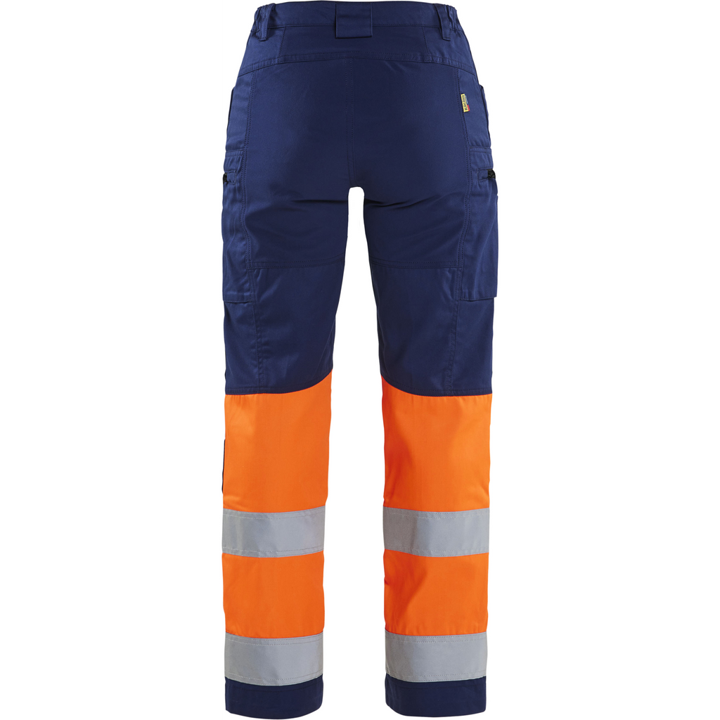 Blaklader Women's Stretch High Vis Work Trousers, Navy/Orange (4)