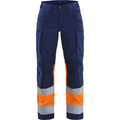 Blaklader Women's Stretch High Vis Work Trousers, Navy/Orange