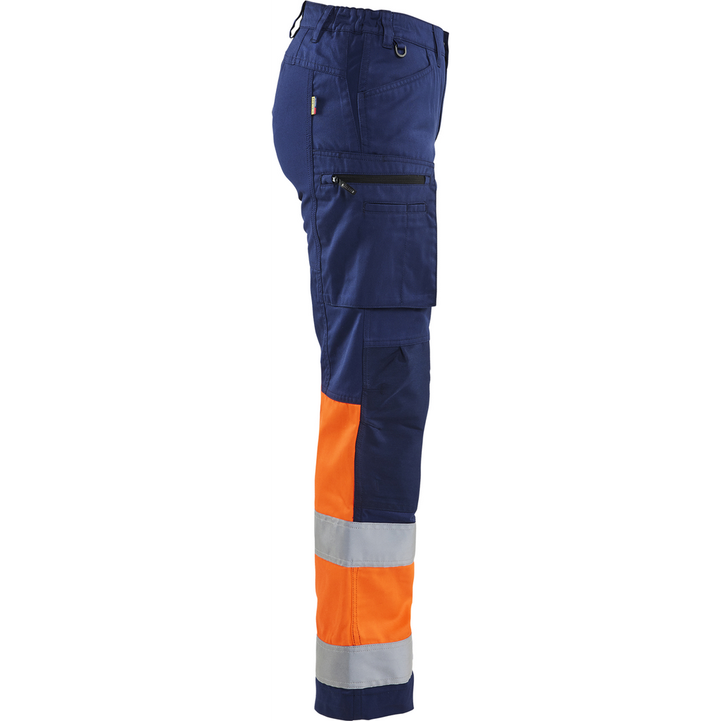 Blaklader Women's Stretch High Vis Work Trousers, Navy/Orange (2)