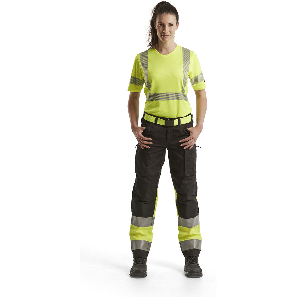 Blaklader High Vis Damen Stretch Arbeitshose, Schwarz/Gelb (5)