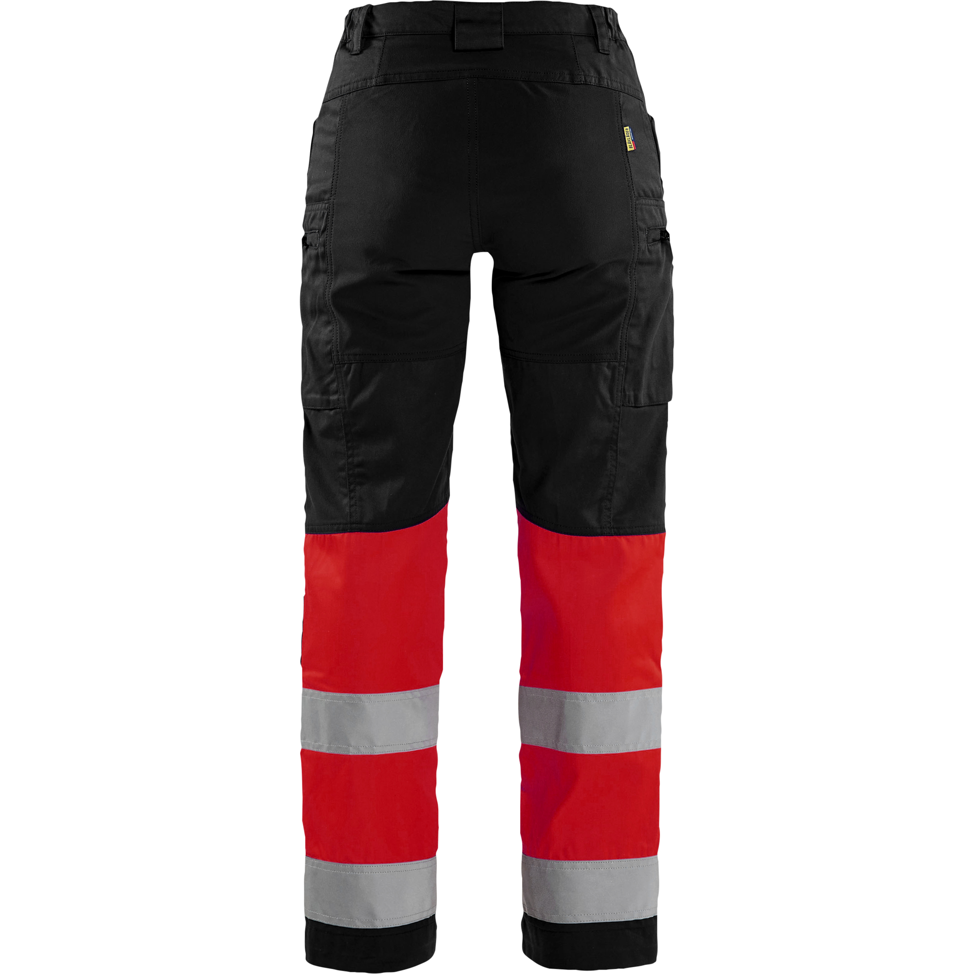 Blaklader High Vis Ladies Stretch Work Trousers, Black/High Vis Red (4)
