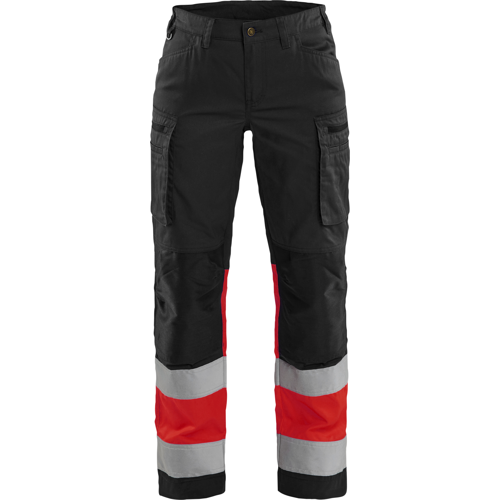 Blaklader High Vis Ladies Stretch Work Trousers, Black/High Vis Red