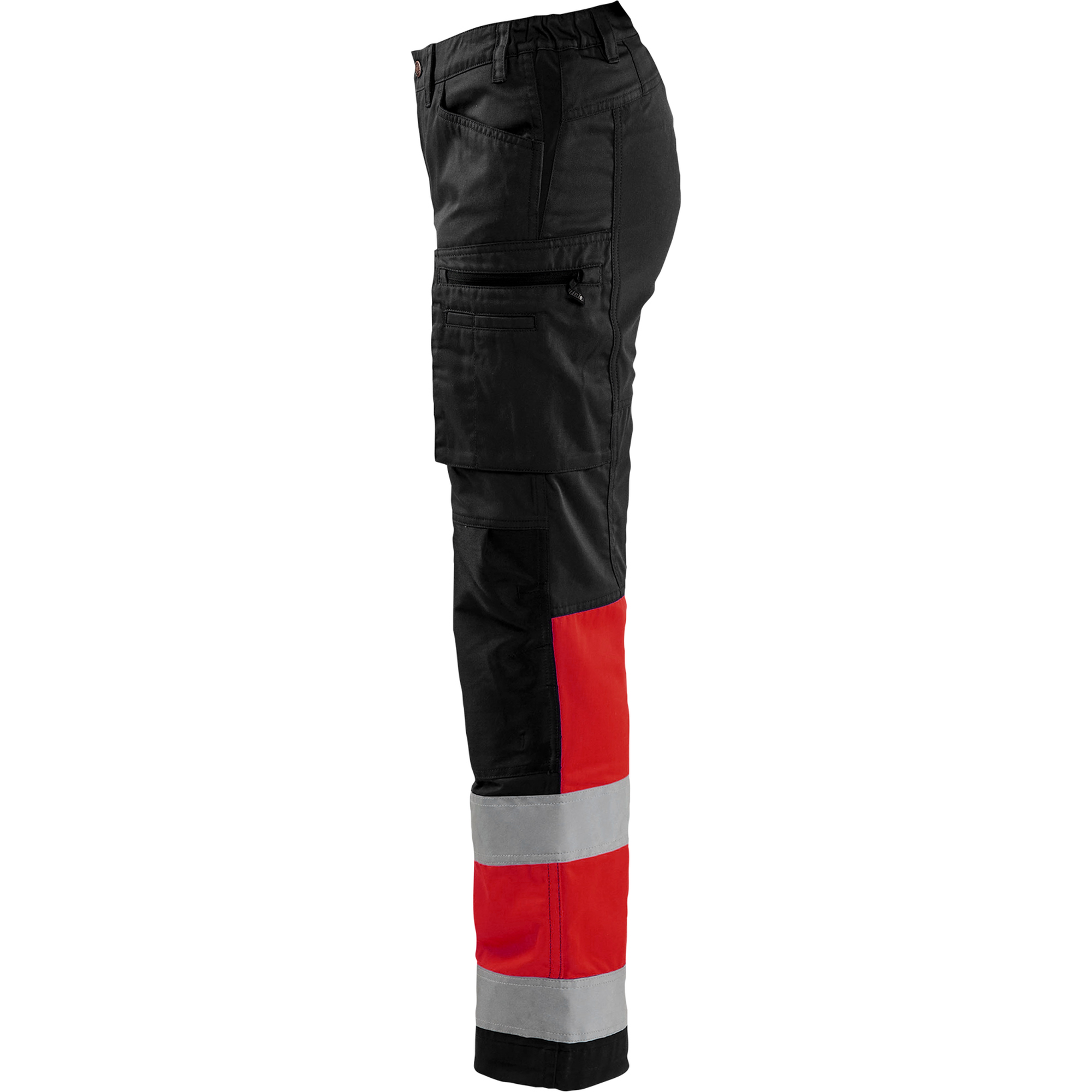 Blaklader High Vis Ladies Stretch Work Trousers, Black/High Vis Red (3)