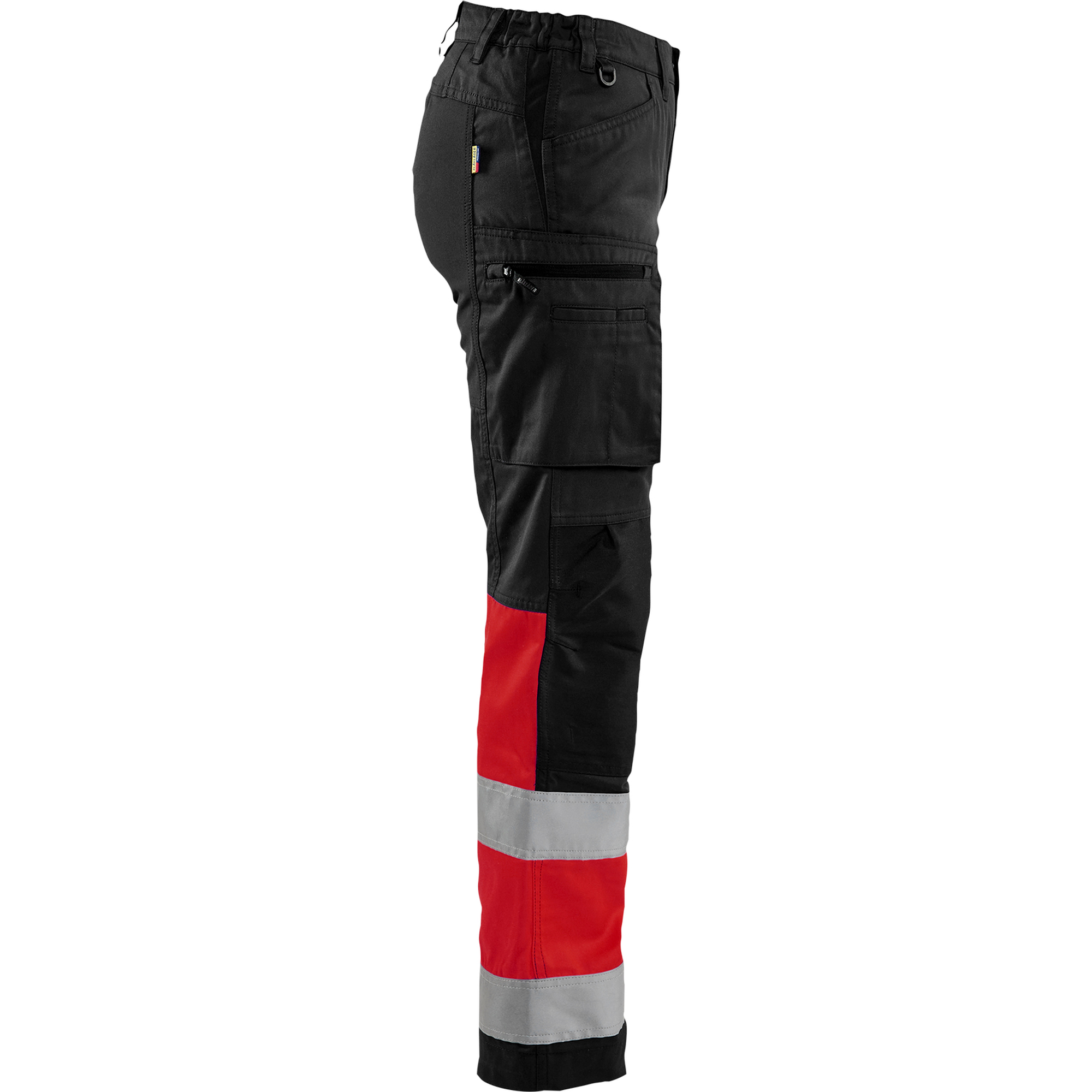 Blaklader High Vis Ladies Stretch Work Trousers, Black/High Vis Red (2)