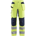 Blaklader High Vis Ladies Stretch Work Trousers, Yellow/Navy