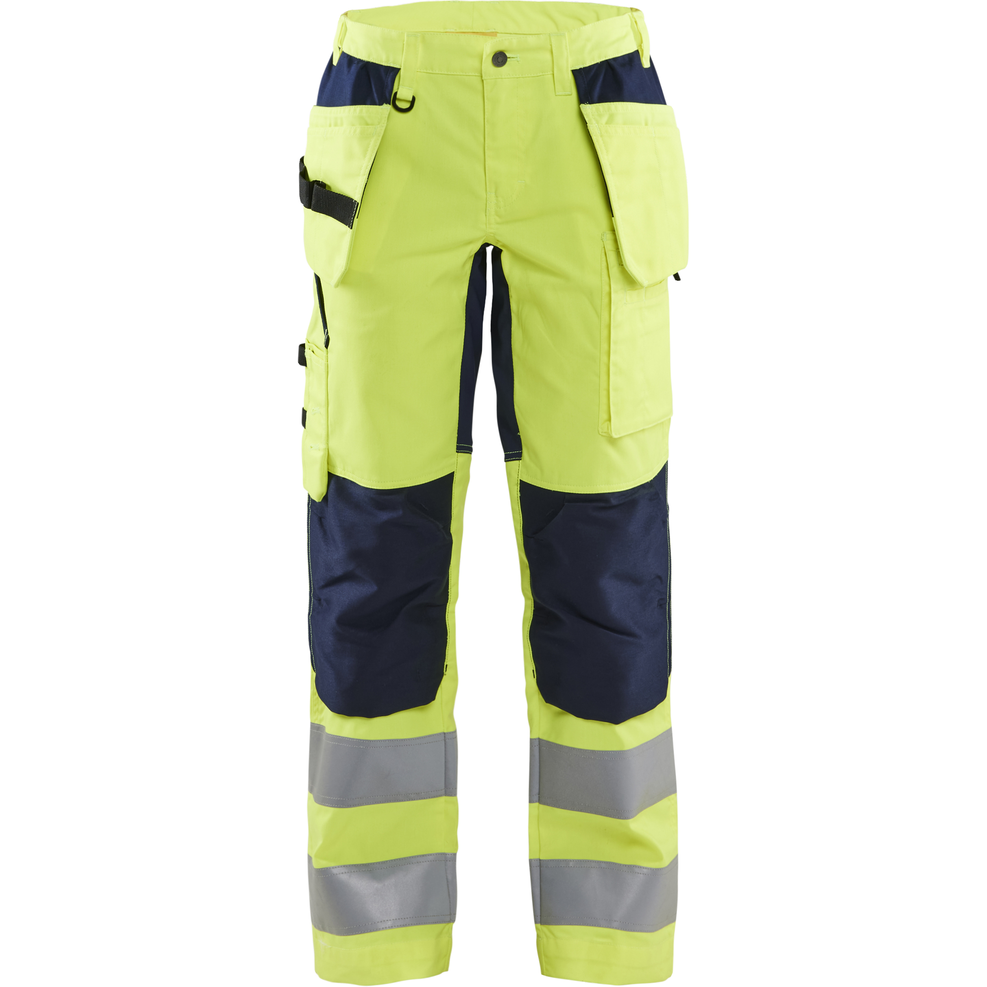 Blaklader High Vis Ladies Stretch Work Trousers, Yellow/Navy