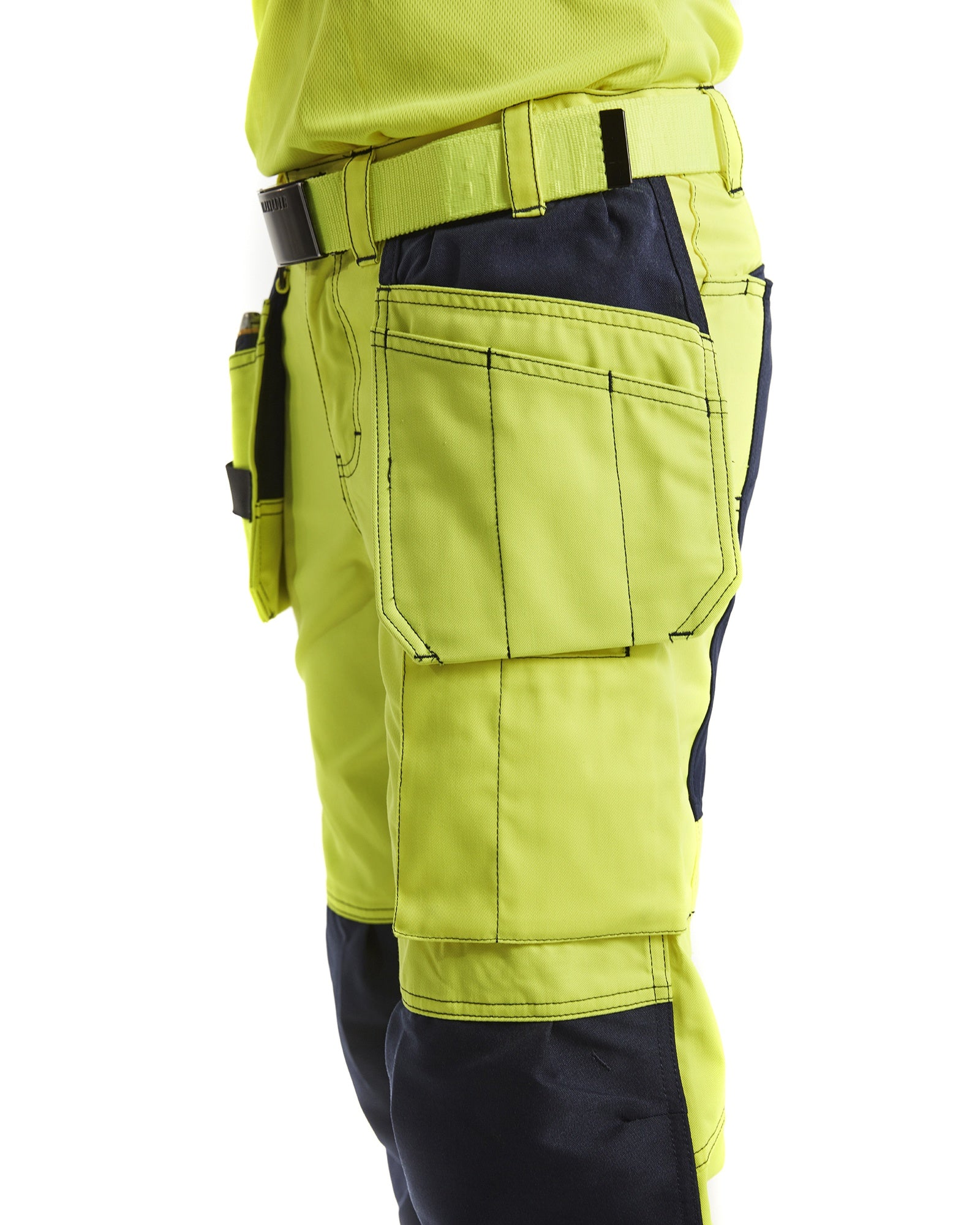 Blaklader High Vis Ladies Stretch Work Trousers, Yellow/Navy (7)