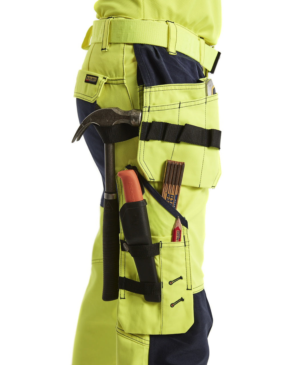 Blaklader High Vis Ladies Stretch Work Trousers, Yellow/Navy (8)