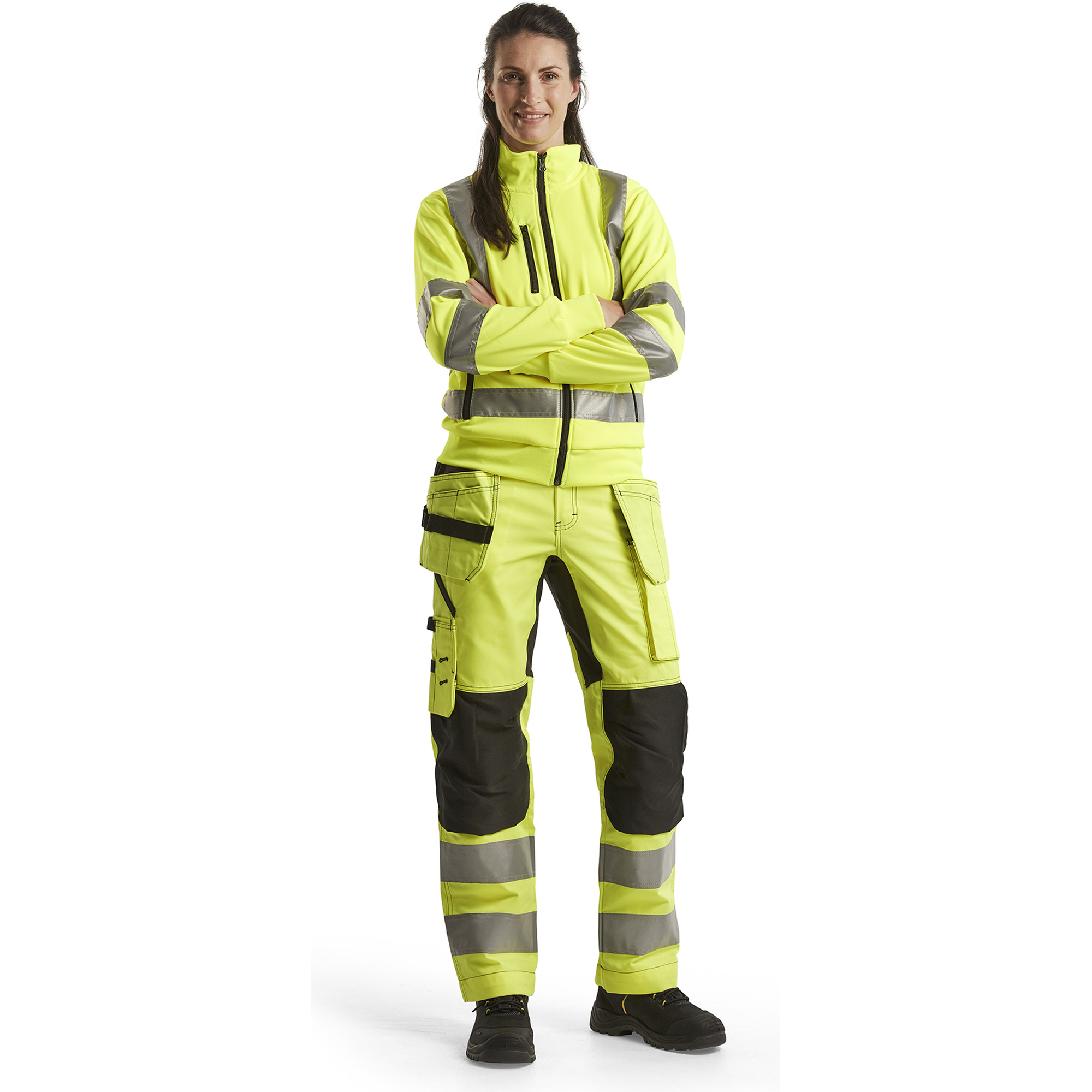 Blaklader High Vis Damen Stretch Arbeitshose, Gelb/Schwarz (5)