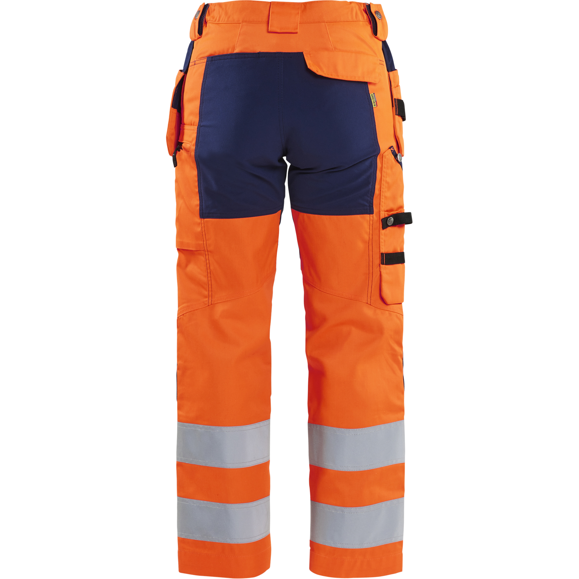 Blaklader High Vis Ladies Stretch Work Trousers, Orange/Navy Blue (4)