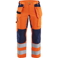 Blaklader High Vis Ladies Stretch Work Trousers, Orange/Navy Blue