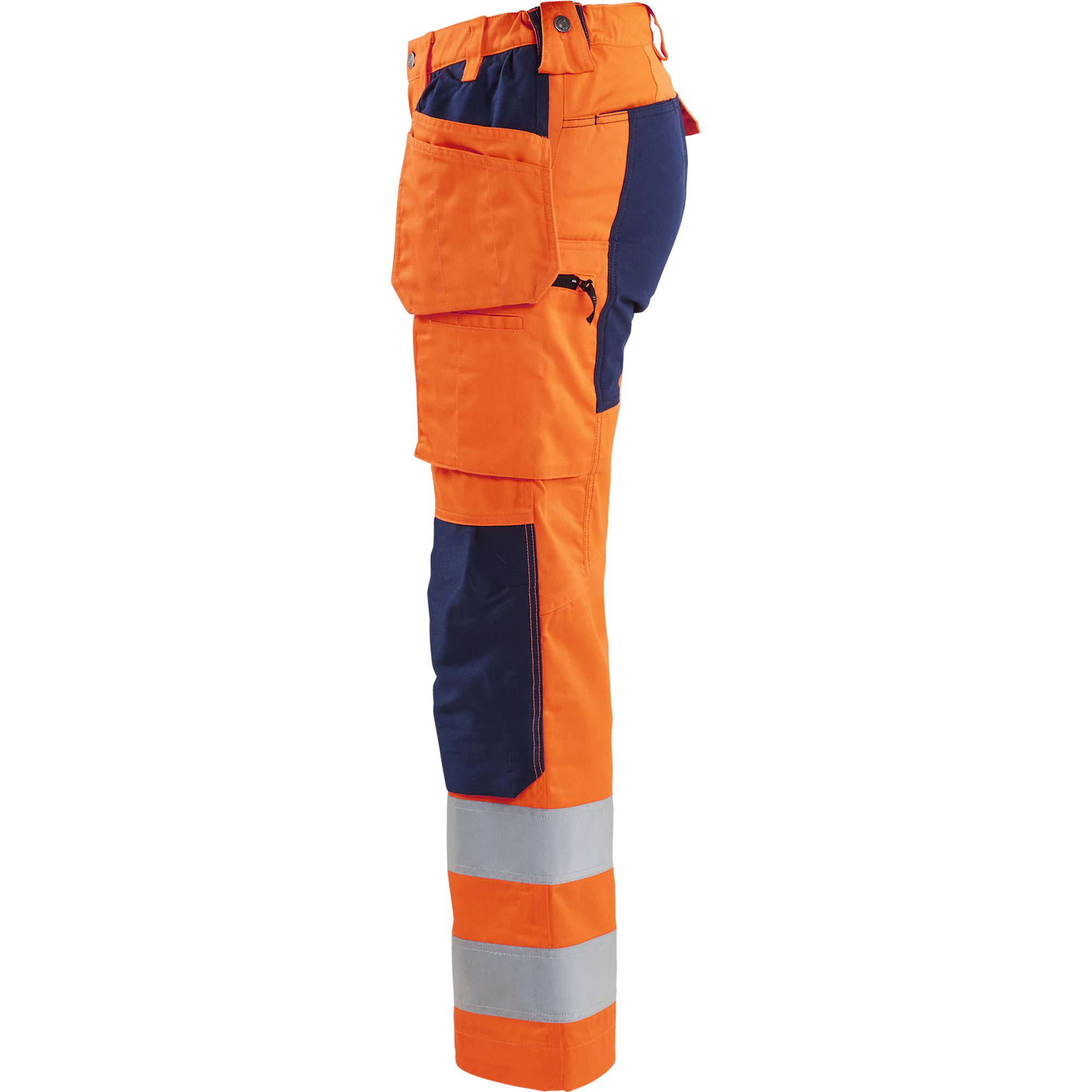 Blaklader High Vis Ladies Stretch Work Trousers, Orange/Navy Blue (3)