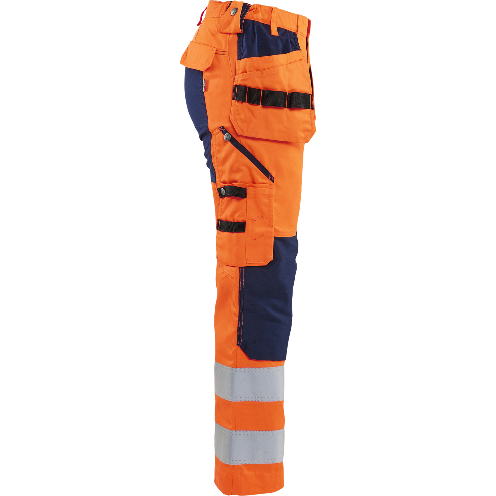 Blaklader High Vis Ladies Stretch Work Trousers, Orange/Navy Blue (2)