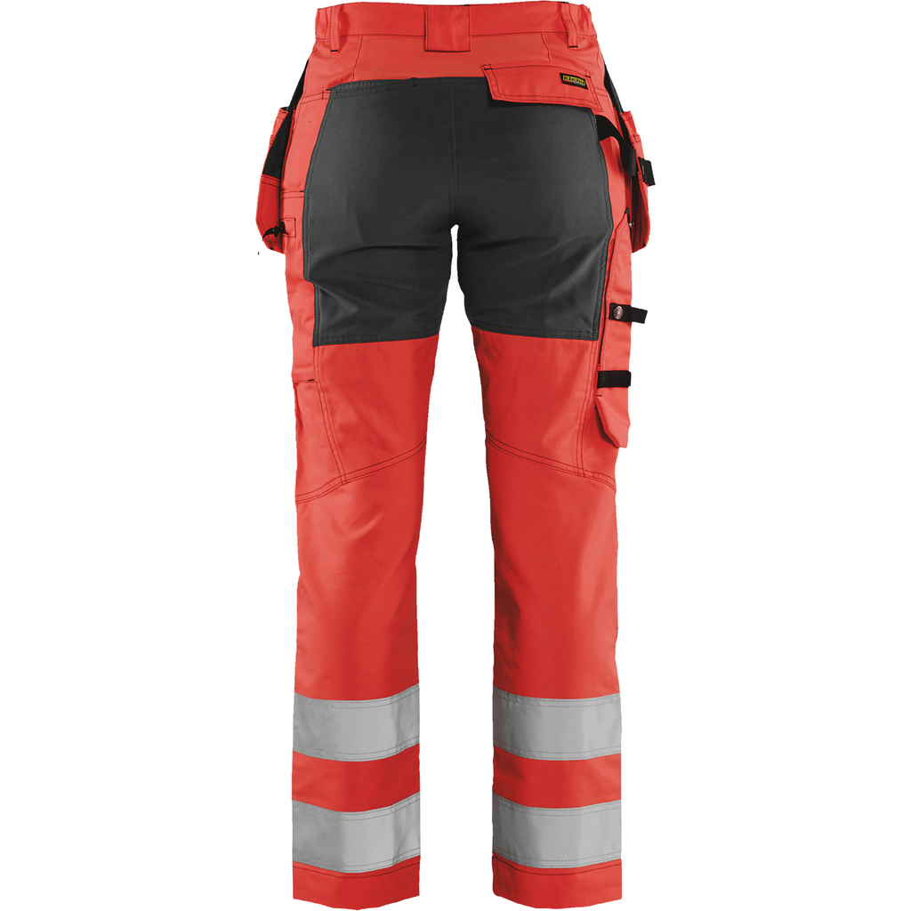 Blaklader High Vis Ladies Stretch Work Trousers, Red/Black (4)