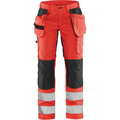 Blaklader High Vis Ladies Stretch Work Trousers, Red/Black