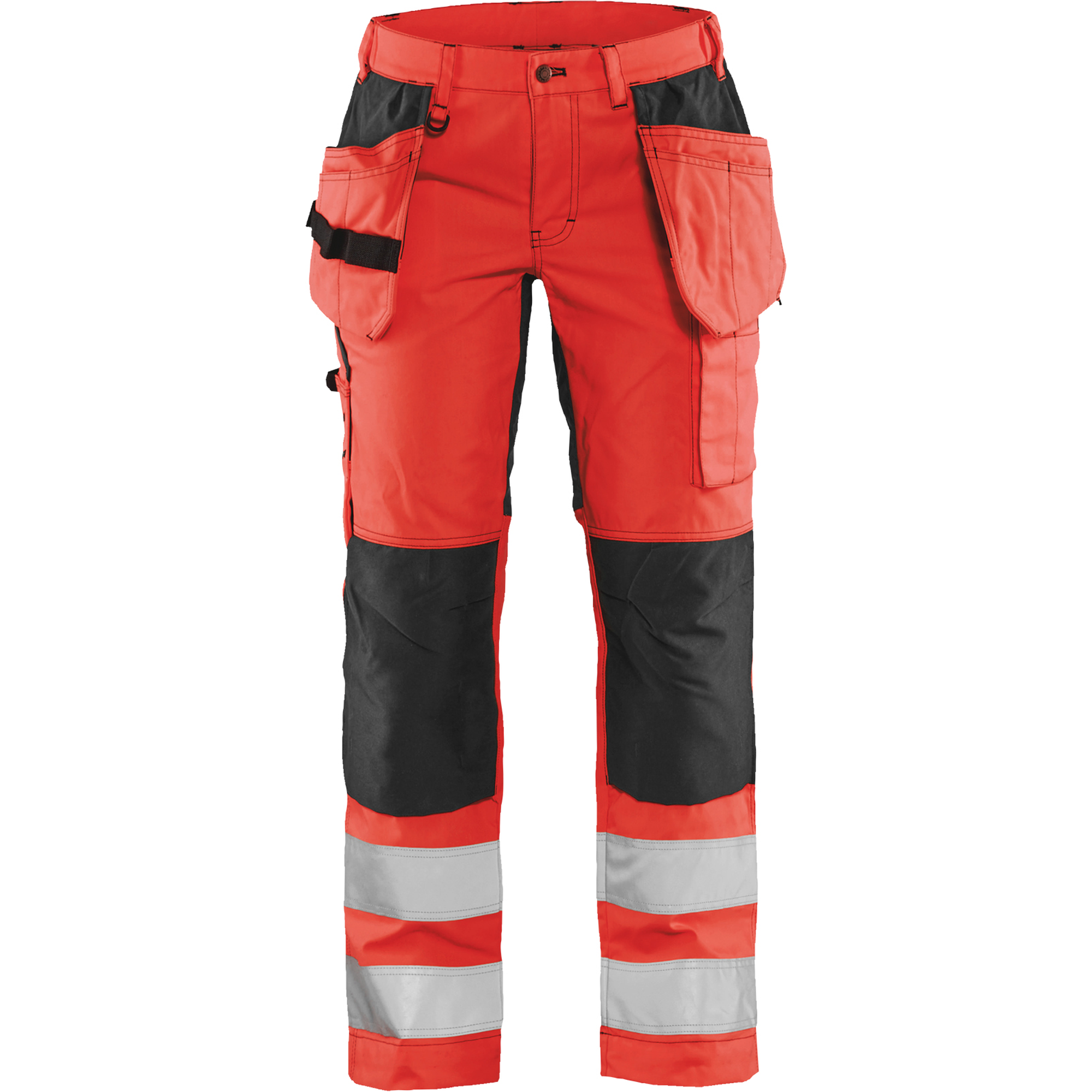 Blaklader High Vis Ladies Stretch Work Trousers, Red/Black