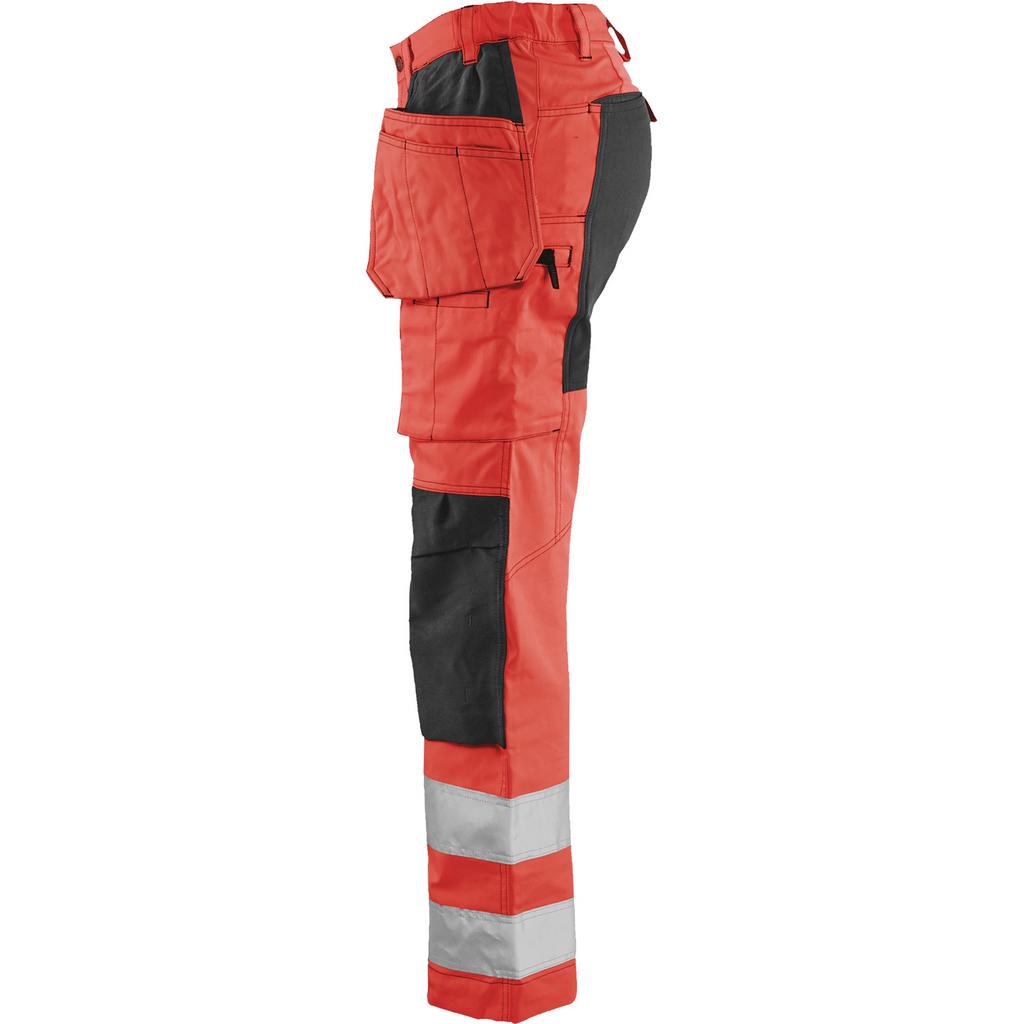 Blaklader High Vis Ladies Stretch Work Trousers, Red/Black (3)