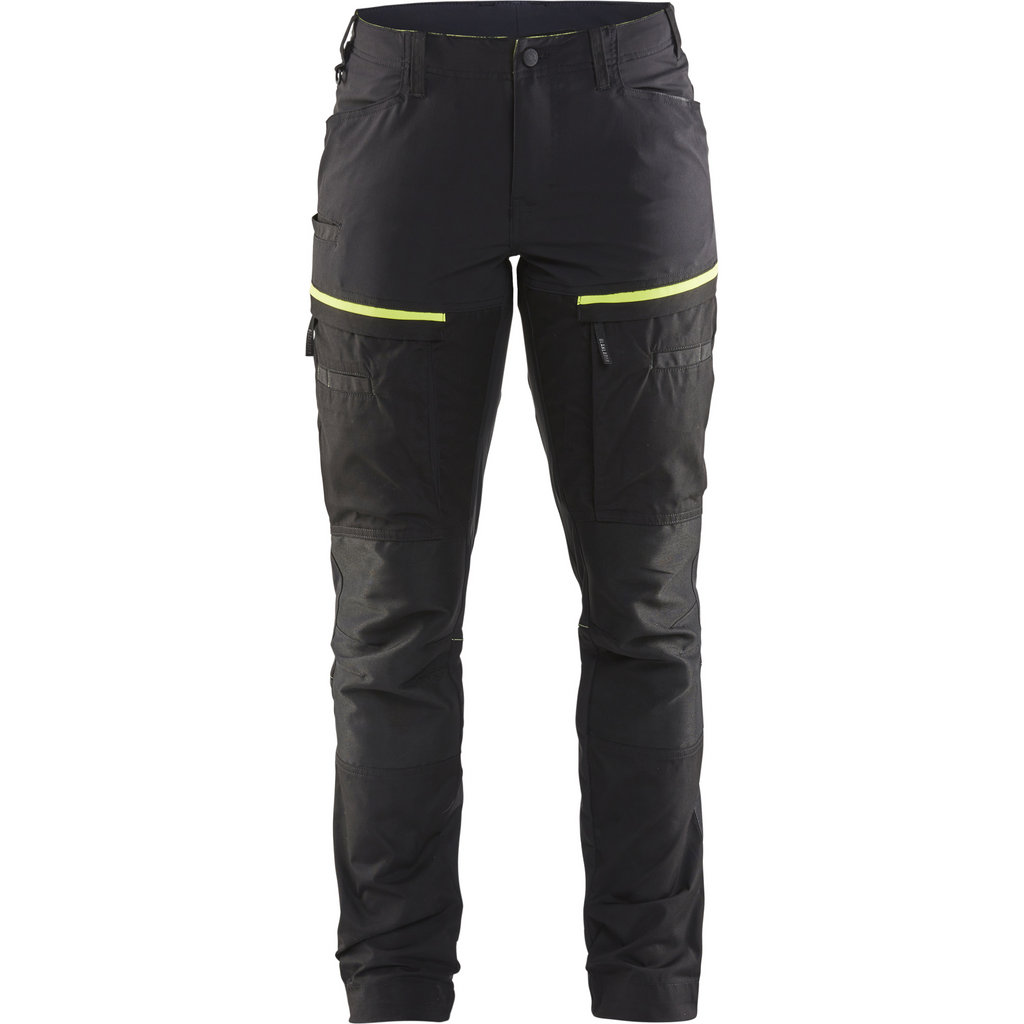 Blaklader Ladies Stretch Service Trousers, Black/Yellow