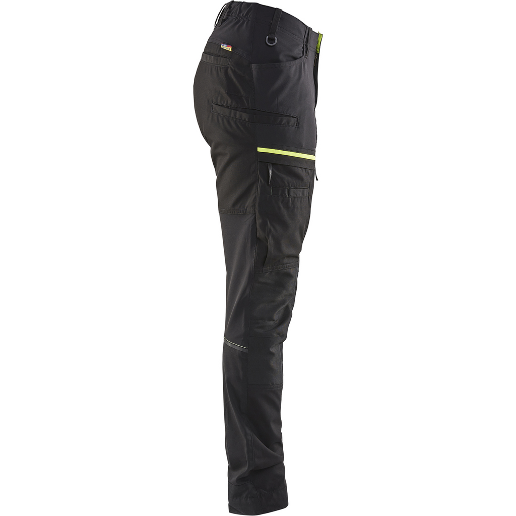 Blaklader Ladies Stretch Service Trousers, Black/Yellow (2)