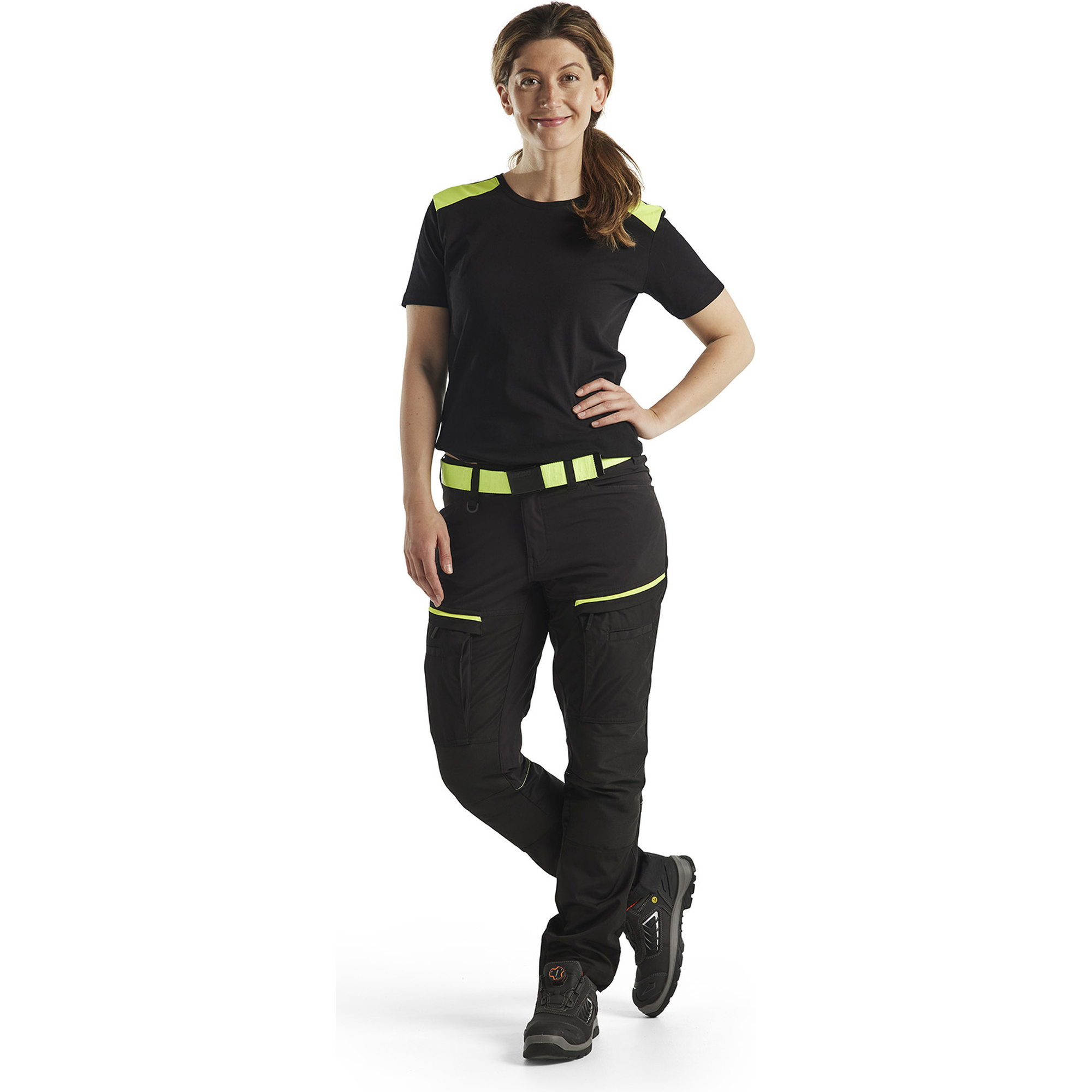 Blaklader Ladies Stretch Service Trousers, Black/Yellow (4)