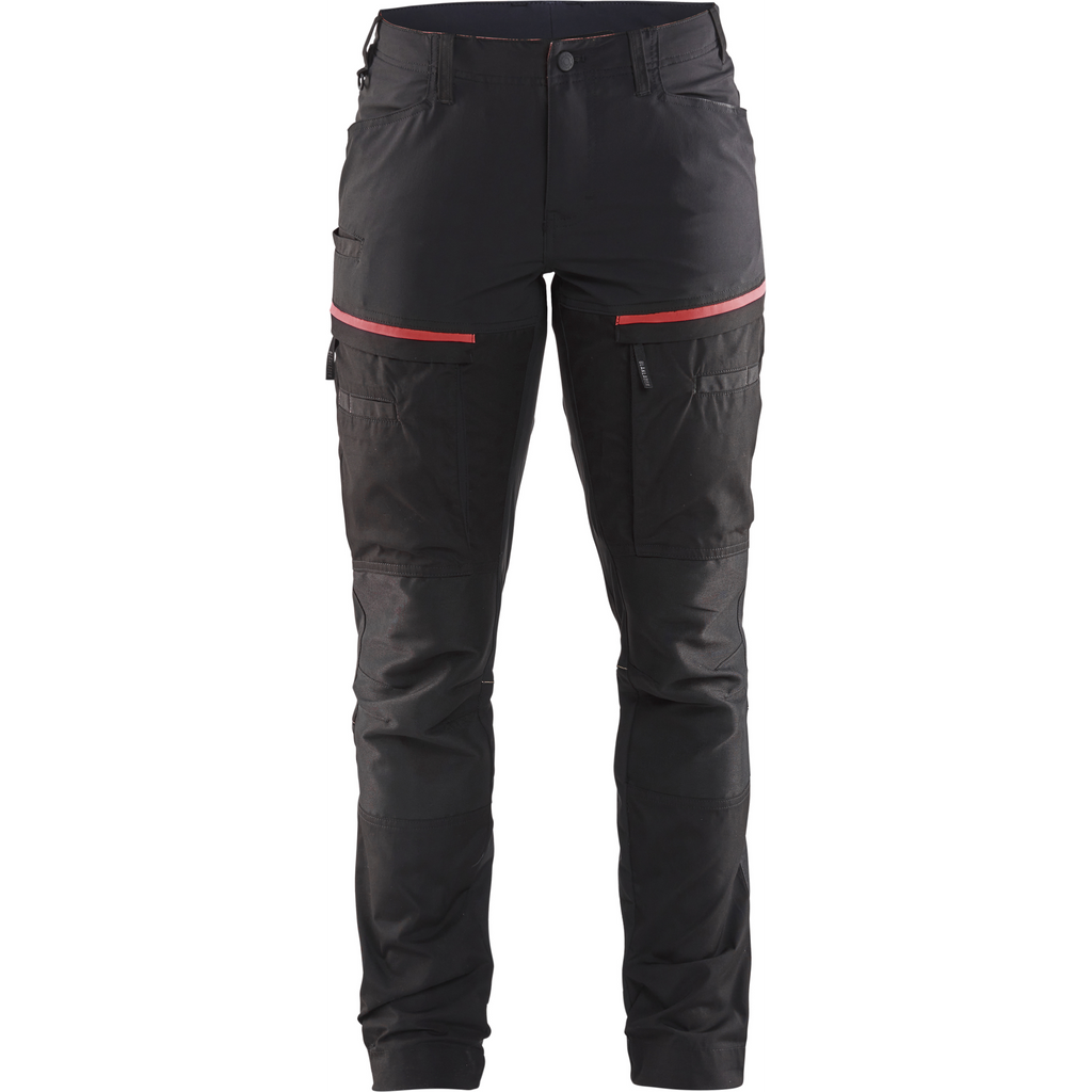 Blaklader Ladies Stretch Service Trousers, Black/Red