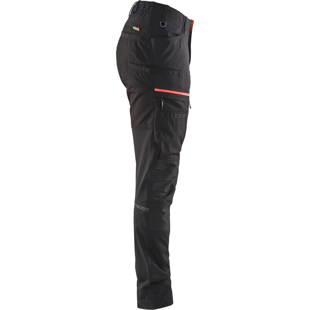 Blaklader Ladies Stretch Service Trousers, Black/Red (2)