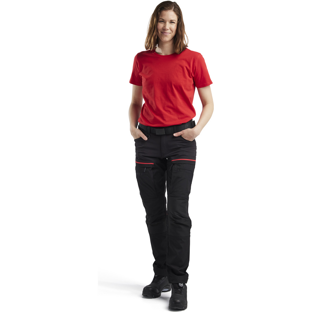 Blaklader Ladies Stretch Service Trousers, Black/Red (4)