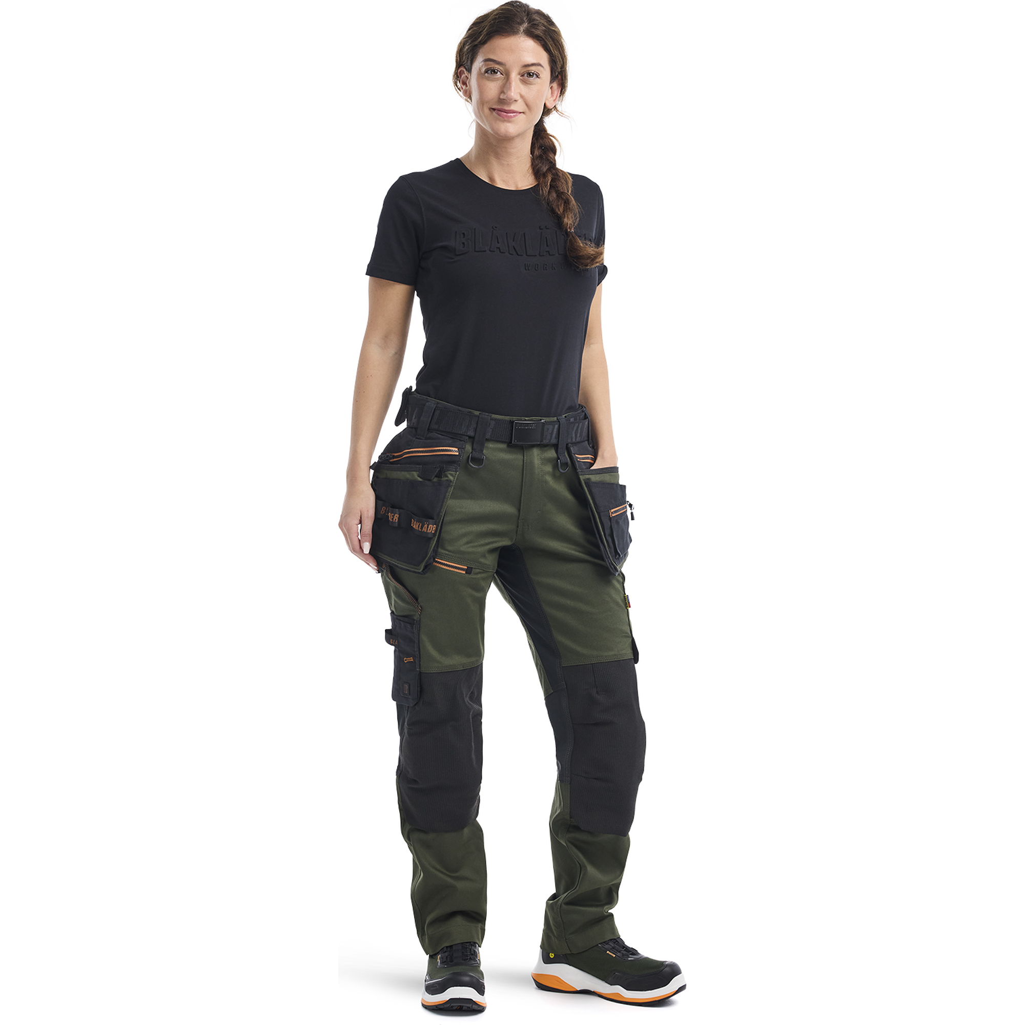 Blaklader STRIKER Damen Stretch Handwerker Arbeitshose, Waldgrün/Rost (5)