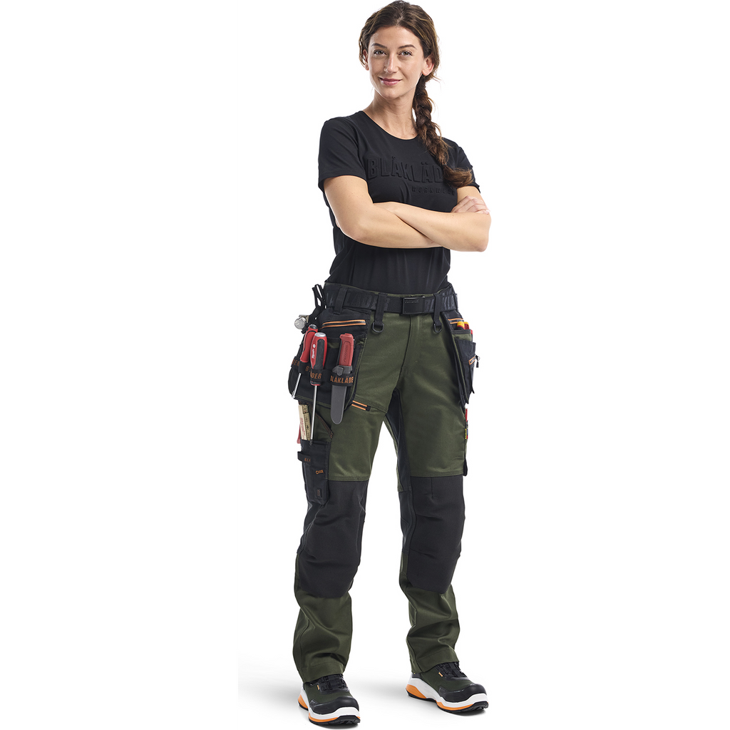 Blaklader STRIKER Damen Stretch Handwerker Arbeitshose, Waldgrün/Rost (6)