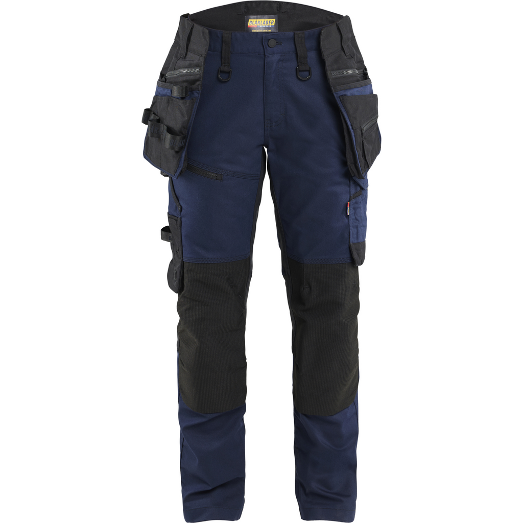 Blaklader STRIKER Ladies' Stretch Craftsman Work Trousers, Dark Navy Blue/Black