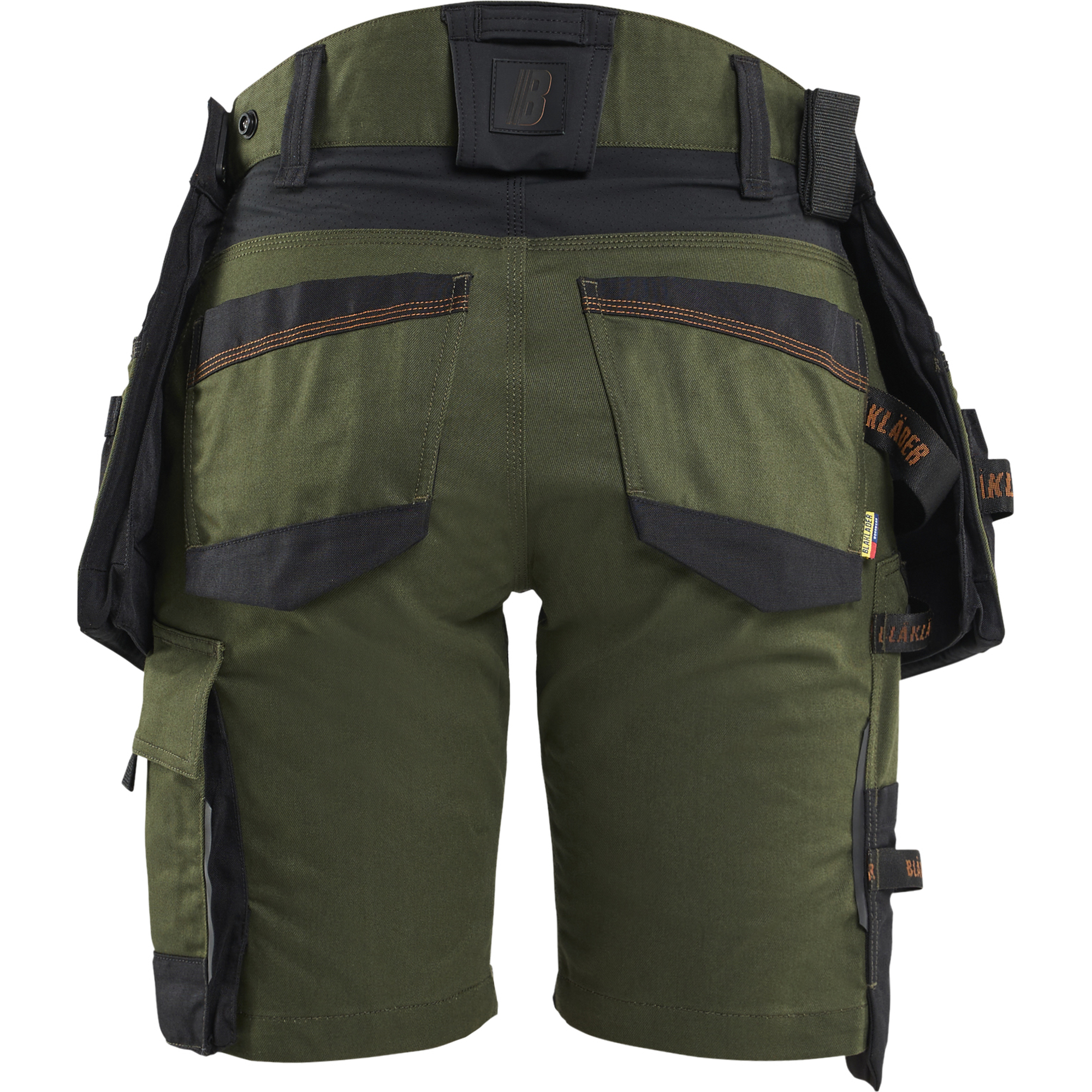 Blaklader STRIKER Ladies Stretch Craftsman Shorts, Forest Green/Rust (4)